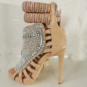 Luxury Design Diamonds Women High Heels Large Size 47 Stiletto Sandals Rhinestone Ladies Party Dress Mule <b>Shoes</b> - Product Image 5