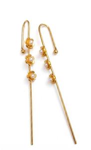 Golden Floral Ear <b>Cuff</b> | Minimalist Brass Ear Wrap| Elegant Non Pierced Pin - Product Image 3