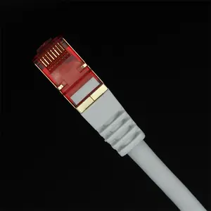 Cat8 kualitas tinggi membeli 40Gbps 2000Mhz 1m jaringan FFTP Lan FFTP CAT8 26AWG BC PVC putih kabel Ethernet kabel Patch