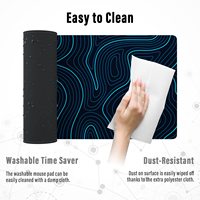 Tapis de souris de jeu de conception de carte topographique bleue étendue XXL grand tapis de souris étanche en caoutchouc antidérapant pour Gamer Office Home