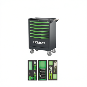 Carrito de herramientas rodante Fasano Tools 122V/AS217 con cajones verdes y kit completo de reparación automotriz para mecánicos - Product Image 1