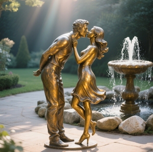 Maison jardin décoration métal artisanat coulée laiton Art moderne grandeur nature le baiser des amoureux Bronze nu Figure Sculpture - Product Image 5