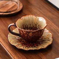 Ensemble de tasses à café et d'assiettes en céramique émaillée de style américain, luxe léger, pour le thé de l'après-midi