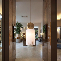 Luminaire suspendu moderne de luxe en marbre blanc pour bar d'hôtel, îlot de cuisine, lustre élégant en cuivre de petite taille