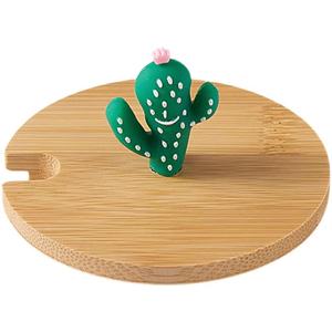 Tapa Universal Grande para Tarro Mason con Tapa de Bambú, Cubierta Antipolvo de Vidrio y Cerámica, Tapa Redonda de Madera con Imagen Adorable - Product Image 4