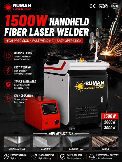 1500W 2000W 3000W Handheld Fiber Laser Welding Machine for Stainless Steel Aluminum Metal