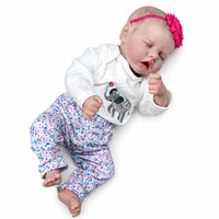 Poupée Reborn de 18 pouces en vinyle, cheveux enracinés, réaliste, nouveau-né fille, avec tenue barboteuse et accessoires Y-Z026