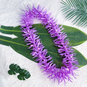 110cmシルクスパイダーリリーシックフラワーwホワイトビーズリースネックレスハワイアンフラワーレイパーティーウェディング用 - Product Image 6