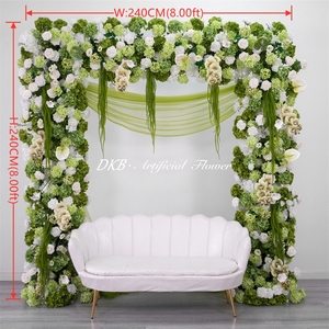 Arco de Flores Artificiales DKB, Hecho a Mano, con Hojas Verdes y Rosas Blancas, para Decoración de Bodas, Eventos y Fiestas - Product Image 2