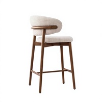 Chaise de bar et tabouret de cuisine de style nordique moderne en bois massif durable avec dossier, idéal pour restaurant commercial et maison
