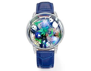 Montre mécanique haut de gamme à la mode de luxe avec design panda micro-sculpté, artisanat de tourbillon et bracelet en cuir de crocodile. - Product Image 1