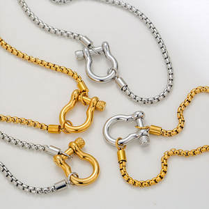 Collar personalizado de acero inoxidable 316L con colgante chapado en oro PVD de 14K/18K, joyería fina de moda con cierre de herradura para mujer. - Product Image 2