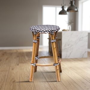 Chaise en bambou naturel en rotin indonésien avec tabouret de Bar de luxe minimaliste, Design classique et simple - Product Image 2