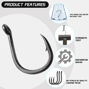 Móc câu cá thép carbon cao KOISO có vòng mắt, xuất xứ Nhật Bản, 100 cái/lô, nhiều kích cỡ, dùng cho cá chép và cá hồi câu biển - Product Image 3