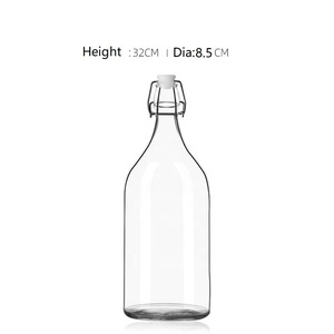 Botella de Vidrio de 1000 ml con Tapón de Corcho para Whisky/Tequila/Brandy, Alternativa Sin Alcohol, 25.4 oz líquidas, Directo de Fábrica - Product Image 1