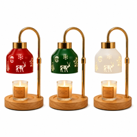 Lampe chauffe-bougie de Noël 2026 avec minuterie, hauteur réglable, base en bois électrique, pour cadeau de Noël et décoration intérieure