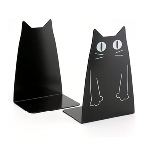 U-Shaped Cat Design Metal <b>Book</b> Ends Black + White Color Simple Modern Style Customized Size for Home Decor Storage <b>Books</b> CDs - Product Image 5