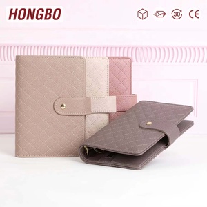 Hongbo Best Seller 19 Colored A6 Quilted Pebble Grain Leather Budget <strong>Binder</strong> with 6 Gold Rings As <strong>Cash</strong> <strong>Stuffing</strong> <strong>Binder</strong> Wallets - Product Image 1