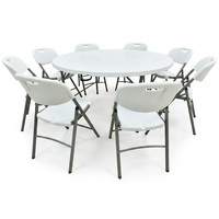 Table pliante ronde en plastique robuste de 6 pieds pour événements et banquets en extérieur, vente en gros