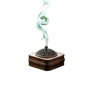 Wooden Incense <b>Burner</b> with Aromatherapy Smoke Design Wood Bakhoor <b>Burner</b> Wood Mubkhara Square Base <b>for</b> All-Season - Product Image 1