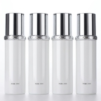 100ml Zylindrische Glas-Pumpflasche Silberner Deckel Gehämmerter Kragen Matt-Finish Recycelbar Anpassbar