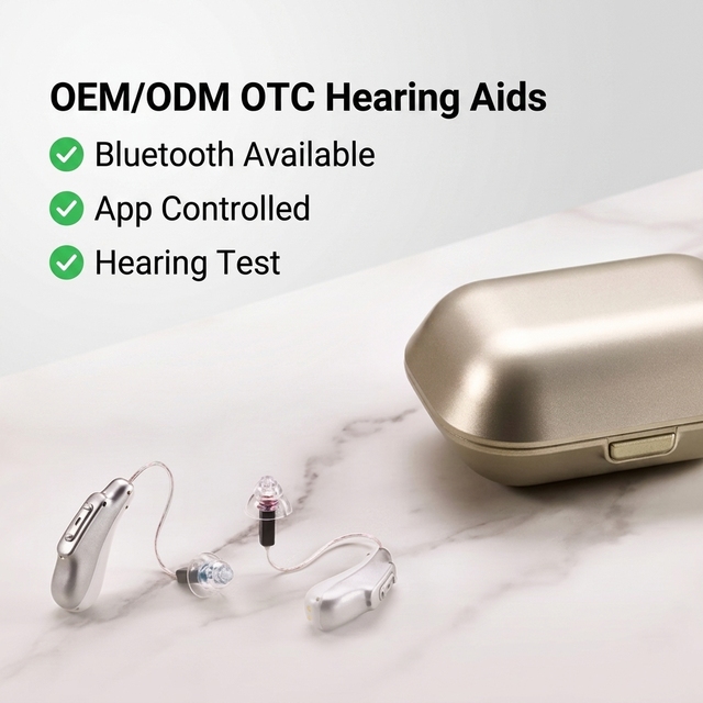 OEM/ODM RIC Hearing Aid with 12 Channels Digital Processing & Noise Reduction Rechargeable Battery Super Clear Sound for APP