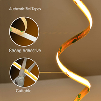 Tira de LED COB de Cobre Flexible para Bricolaje, CRI90, 10 mm de Ancho, Bajo Calor, Larga Vida Útil, USB, IP33, Regulable, para Jardín, Escaleras, Cocina