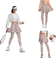 Ensembles de yoga Fonplted pour femmes, 3 pièces, motif floral, avec leggings à taille haute et jupe, soutien-gorge de sport grande taille et bandeau