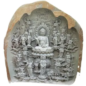 Estatua de Buda de piedra de oración grande para el templo y el jardín, venta al por mayor