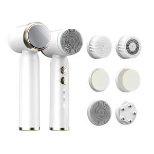 Brosse nettoyante électrique pour le visage à 6 têtes, chauffante et rafraîchissante, pour un nettoyage facial en profondeur, étanche, exfoliante et rotative - Product Image 2