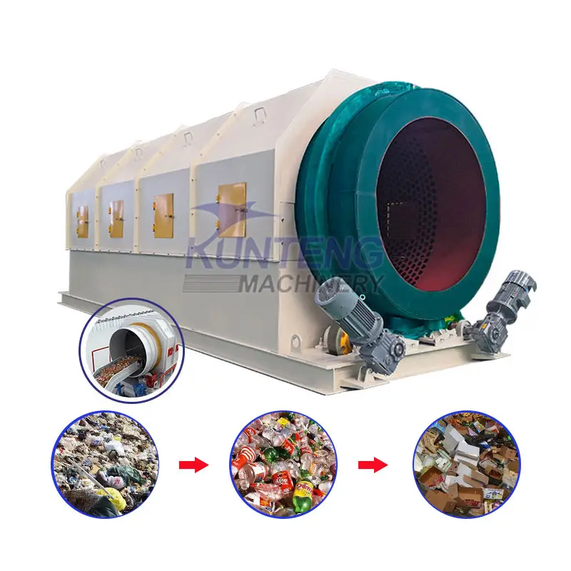 Industrial rotary drum sieve sand and stone separator for MSW Garbage Sorting Line