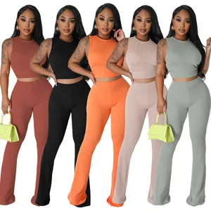 New models fashion solid color two piece set women clothing