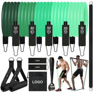 Bandes de résistance personnalisables avec poignées, tubes de fitness 150 lbs, y compris des sangles de cheville pour la maison et les voyages - Product Image 1
