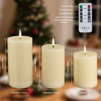 Velas de Pilar Eléctricas LED sin Llama, con Llama Realista en 3D, Funcionan con Pilas, con Control Remoto, para Halloween, Ramadán, Cumpleaños