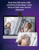 Profesyonel 4K Web Kamerası, 20x Zoom Uzaktan Kumanda ve Canlı Yayınlar için Dahili Çift Silikon Mikrofonlu Dizüstü Bilgisayar Kamerası