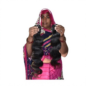 Extensiones de Cabello Humano Remy Fusion para Mujer, 100% Virgen, Cutícula Alineada, Ondas Corporales, Cabello Indio Natural Negro sin Procesar - Product Image 1