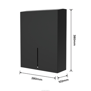 Distributeur de serviettes en papier commercial mural noir moderne en acier, double paquet, pliage en Z - Product Image 6