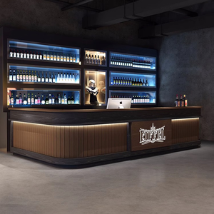 Scrivania Reception Bifacciale Personalizzabile Stile Industriale <span class=keywords><strong>Vintage</strong></span> per Sala Biliardo Bar Caffetteria Sala da Tè Scaffale Cassa Supermercato - Product Image 4