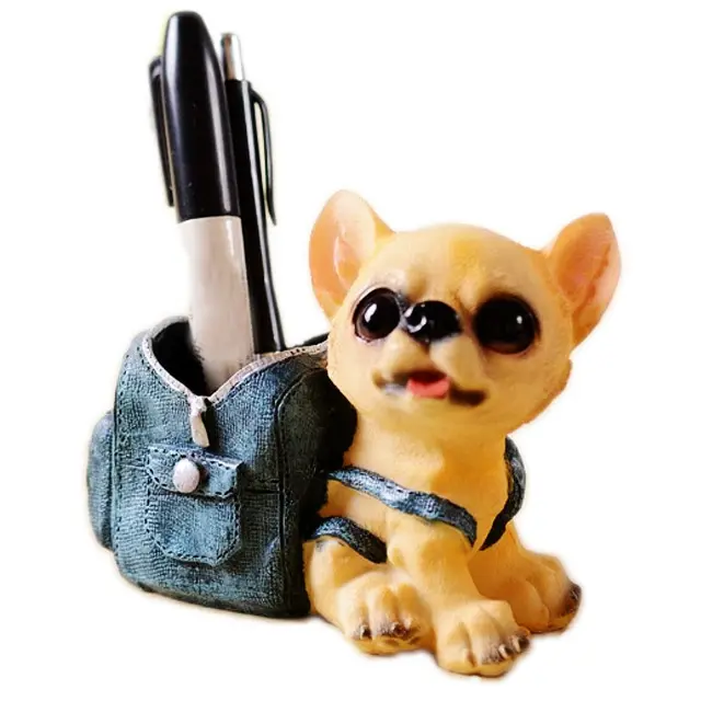<span class=keywords><strong>राल</strong></span> खुश पिल्ला ब्राउन कुत्ते मूर्ति कलम पेंसिल धारक