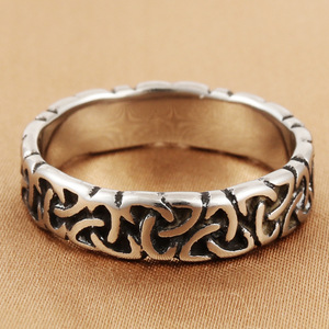 European Style Titanium Steel Viking <b>Ring</b> Geometric Pattern Men's Punk Jewelry Size 28 - Product Image 3