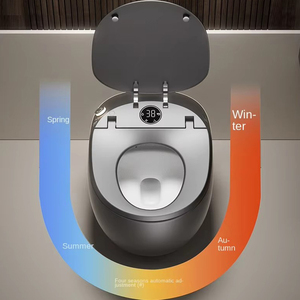Toilette intelligente automatique à nettoyage automatique de haute qualité, couleur orange gris, siège chauffant intégré, siphon en S, télécommande - Product Image 6