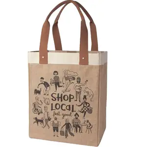 Schlussverkauf individuelles Logo retro Now Designs Bürstenmarkt-Tote, wiederverwendbare Jute-Marktbeutel