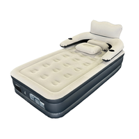 Matelas Gonflable Simple avec Tête de Lit et Accoudoirs, Pompe Intégrée, Lit Gonflable Floqué pour la Maison, les Invités et le Camping