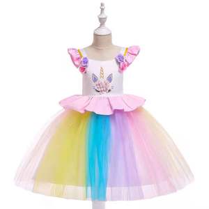 Ragazze di fiore Vestito Dal Tutu Del Bambino Pastello Arcobaleno <span class=keywords><strong>Unicorno</strong></span> Principessa Delle Ragazze Di Compleanno Vestito Da Partito Dei Capretti Dei Bambini Unicorn Costume Per Le Ragazze - Product Image 3