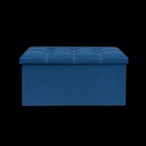 Otomana moderna de tela azul con tapizado capitoné para muebles de sala de estar - Product Image 4