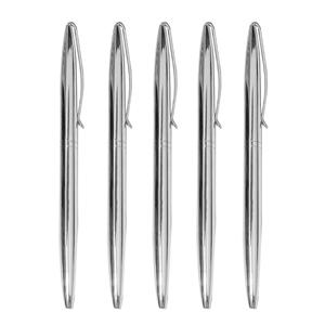 Stylo bille promotionnel en métal chromé argenté avec logo gravé, encre bleue/noire, largeur d'écriture 1,0 mm, idéal pour les cadeaux d'affaires - Product Image 1