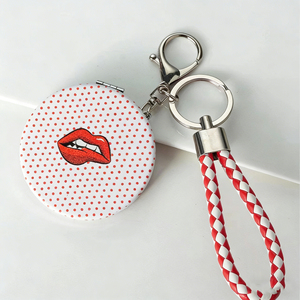 Nouveauté <span class=keywords><strong>Miroir</strong></span> de poche grossissant 2X Compact Double face Rond Pliable avec porte-clés Maquillage Taille de voyage pour femmes - Product Image 6