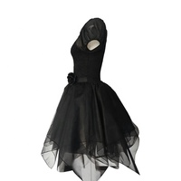 BC032009 Baili Puff Robe de tutu de ballet à manches courtes, jupe en tulle irrégulière, costume de danse contemporaine pour femmes