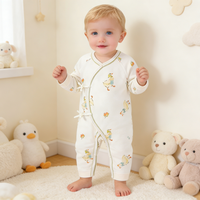 Combinaison kimono pour bébé en coton doux, imperméable, respirante, anti-rides, design mignon de dessin animé, unisexe, nouveau-né, toutes saisons