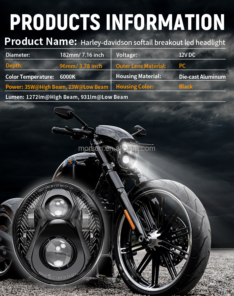 ハーレーブレイクアウト純正LEDヘッドライト撤去品